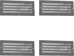 Sada 4 moderných zapustených svetiel tmavosivá IP44 - Hurricane