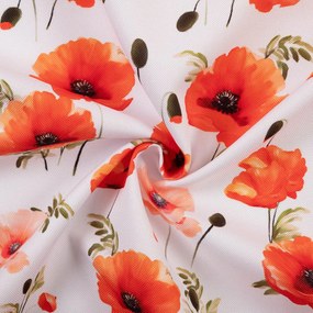 Biante Teflónový behúň na stôl TF-133 Červenooranžové vlčie maky na bielom 20x120 cm