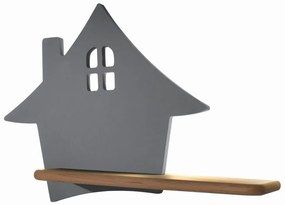 LED Detské nástenné svietidlo s poličkou HOUSE LED/4W/230V šedá/drevo