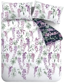 Biele/fialové obliečky na dvojlôžko/predĺžené 230x220 cm Wisteria Floral – Catherine Lansfield