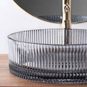 Rea Ingrid, sklenené umývadlo na dosku 40x40x13 cm, šedá, REA-U0279