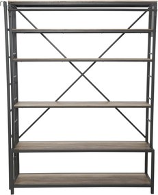 Čierna kovová knižnica s rebríkom Mauro Ferretti Manhattan, výška 210 cm