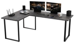 Počítačový rohový stôl NAVI, 200/135x76x65, tmavý betón
