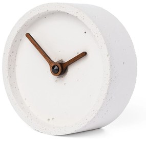 Stolové hodiny z betónu CLOCKIES, 10cm, okrúhle, biele