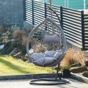 Sivé závesné kreslo NORVIA so stojanom