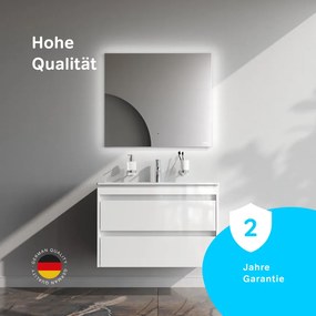 Skrinka s umývadlom 80 AM.PM Spike MPA-FHX0802WG-WCC0802WG závesná, 2 zásuvky, lesklá biela