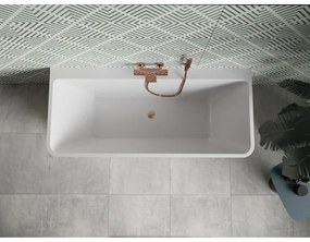 Mexen Volta, voľne stojaca nástenna vaňa 170 x 75 cm, biela-čierna, medený prepad, 51131707575-65