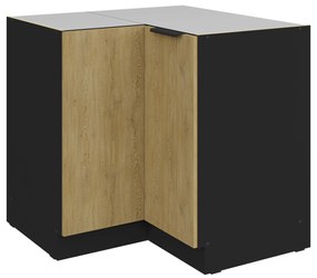Rohová dolná kuchynská skrinka Carminia 90x90 DN 2F BB (dub cremona + čierna). Akcia -20%. Vlastná spoľahlivá doprava až k Vám domov. 1127991