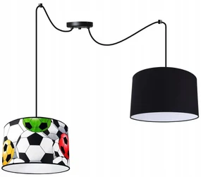 Detské závesné svietidlo Soccer Spider, 2x textilné tienidlo so vzorom (mix 6 farieb), (výber z 2 farieb konštrukcie)