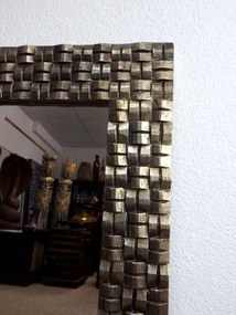 Zrkadlo CARO zlaté, exotické drevo, ručná práca, 80 x 60 cm