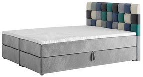 Čalúnená posteľ boxspring APPLE + topper, 140x200, itaka 14/modrá