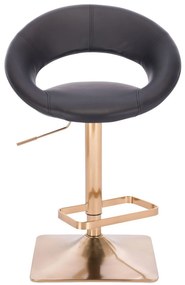 LuxuryForm Barová stolička NAPOLI na zlatej hranatej podstave - čierna