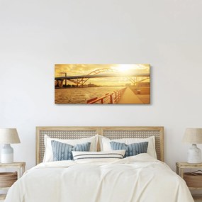 Obraz mosta pri západe slnka (120x50 cm)