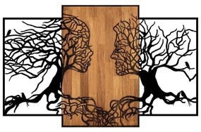 Nástenná dekorácia 125x79 cm stromy života drevo/kov