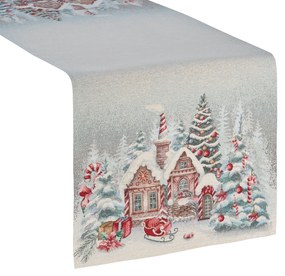 VIANOČNÝ GOBELÍNOVÝ BEHÚŇ NA STÔL NOELVILLE 40X100 CM VZOROVANÝ