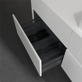 VILLEROY &amp; BOCH Collaro závesná skrinka pod umývadlo na dosku (umývadlo vpravo), 4 zásuvky, 1400 x 500 x 548 mm, Glossy White, C08600DH