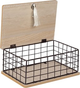 Dreveno-kovový úložný box so stromom a strapcom - 25 * 17 * 11 cm