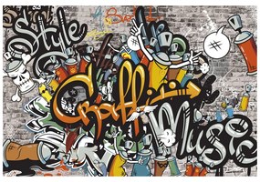 Tapeta graffiti na tehlovej stene