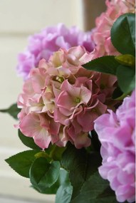 Umelá hortenzia HYDRANGEA v bielom kvetináči, výška 78 cm, ružová