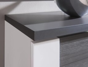 Vitrína Caracas typ 28, grafit/biely lesk, s osvetlením