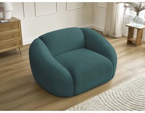 Tyrkysovomodré kreslo z textílie bouclé Tina – Bobochic Paris