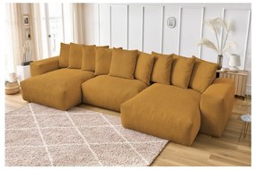 Menčestrová rohová pohovka v horčicovej farbe Voltaire – Bobochic Paris