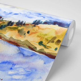 Samolepiaca tapeta akvarelová dedinka - 375x250