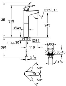 GROHE 24331001 - Umývadlová batéria SWIFT 319 mm lesklý chróm