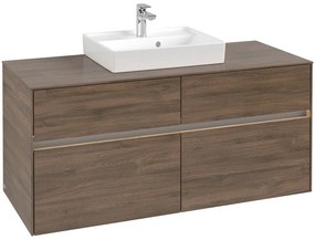 VILLEROY &amp; BOCH Collaro závesná skrinka pod umývadlo na dosku (umývadlo v strede), 4 zásuvky, s LED osvetlením, 1200 x 500 x 548 mm, Arizona Oak, C070B0VH