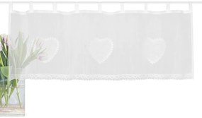 Home Wohnideen Záclona vitrážová s pútkami, čipka, batist, Corazon, Biela Rozmer textilu: 30 cm (V), 90 cm (Š)