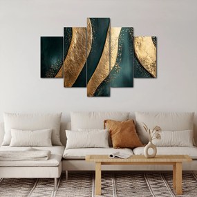 Obraz - Zelená abstrakcia so zlatom I. (150x105 cm)