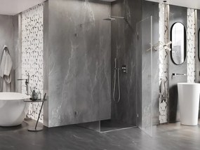 Mexen Lunar-B L, 1-krídlový sprchový kút, pravý, 80 x 80 cm, 8mm číre sklo, brúsená oceľ profil, 832L-080-080-97-00-P
