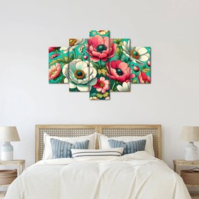 Obraz - Kvety na modrom pozadí (150x105 cm)