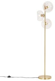 Art Deco stojaca lampa zlatá so sklom 3-svetlo - Ayesha