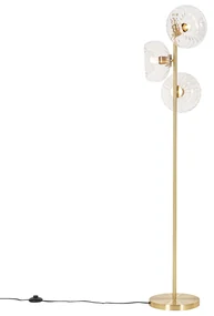 Art Deco stojaca lampa zlatá so sklom 3-svetlo - Ayesha