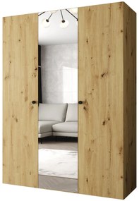 Šatníková skriňa 150 cm Parna 2 (dub artisan + čierna). Akcia -20%. Vlastná spoľahlivá doprava až k Vám domov. 1125921