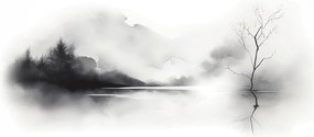 Obraz - Atramentová maľba krajiny (90x60 cm)