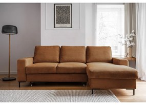 Oranžovohnedá menčestrová rozkladacia rohová pohovka (pravý roh) Lofty Lilly – Miuform