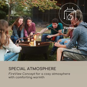 Blumfeldt Nolana, ohnisko a gril 2 v 1, Ø 73 cm ochrana pred iskrami, Ø 64 cm gril, oceľ, čierna