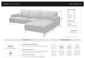 Červenohnedá kožená rohová pohovka MESONICA Puzo, ľavý roh