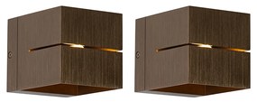 Sada 2 inteligentných nástenných svietidiel tmavá bronz 9,7 cm vrátane WiFi G9 - Transfer Groove