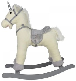 INFANTASTIC Hojdací jednorožec - strieborný, 74 x 30 x 76 cm