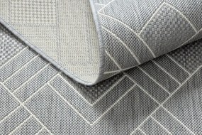 Koberec šnúrkový SIZAL FLAT 48731637 štvorce, romby, geometrický - sivý / krém