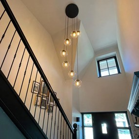 Art Deco závesné svietidlo čierne 7-žiarovkové - Pallon