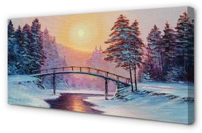 Obraz canvas Zimné stromy sneh na východ 100x50 cm