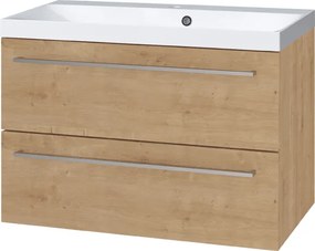 Mereo, Mereo Bino, kúpeľňová skrinka s umývadlom z liateho mramoru 81 cm, dub Arlington, MER-CN621M