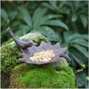 Napájadlo pre vtáky Met, 12,5x20 cm, liatina, hnedá