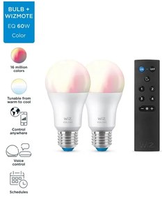 SADA 2x LED RGBW Stmievateľná žiarovka A60 E27/8,5W/230V 2200-6500K Wi-Fi+DO - WiZ