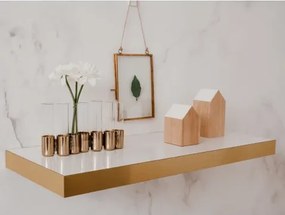 Polica na stenu Shelvy 60 cm, biela lesk/zlatá%