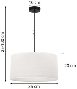 Závesné svietidlo Juta, 1x biele jutové tienidlo, (fi 35cm), b